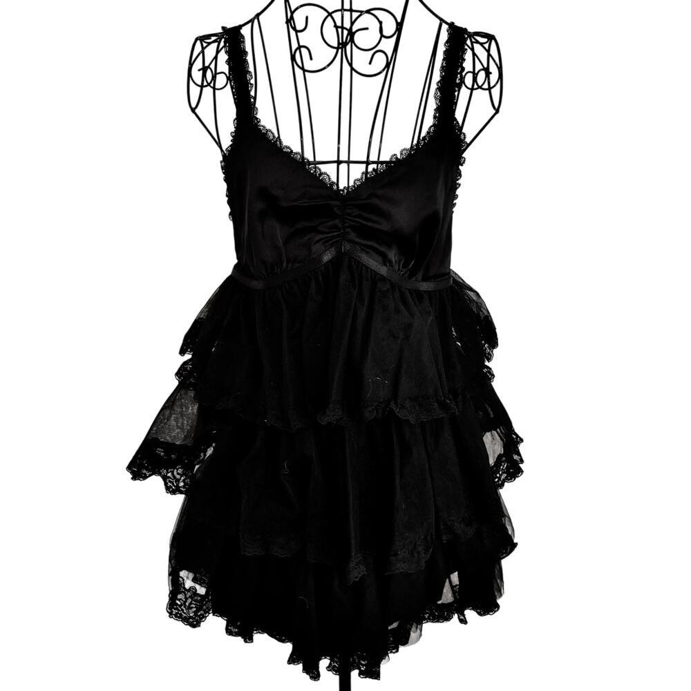 Widow Dolls Kill Ruffled Lace Tulle Babydoll Top Goth Indie Dark Fairy Feminine